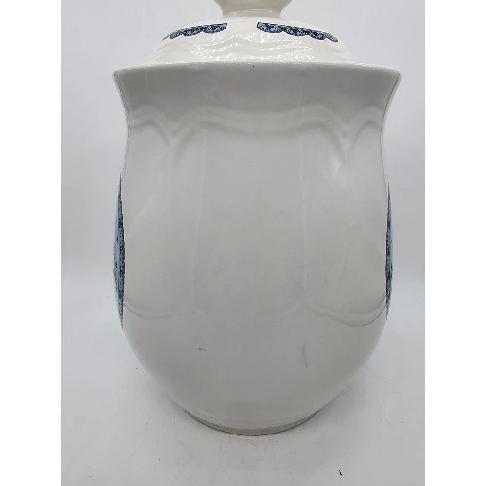 Precious Moments 1992 Make A Joyful Noise Ceramic Cookie Jar Vintage White Blue